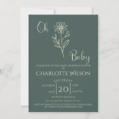 Oh Baby Minimalist Wildflower Baby Shower 招待状 (正面)