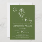 Oh Baby Minimalist Wildflower Baby Shower 招待状 (正面)