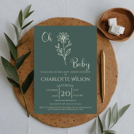 Oh Baby Minimalist Wildflower Baby Shower 招待状