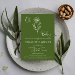 Oh Baby Minimalist Wildflower Baby Shower 招待状