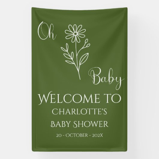 Oh Baby Minimalist Wildflower Baby Shower 横断幕 (縦)