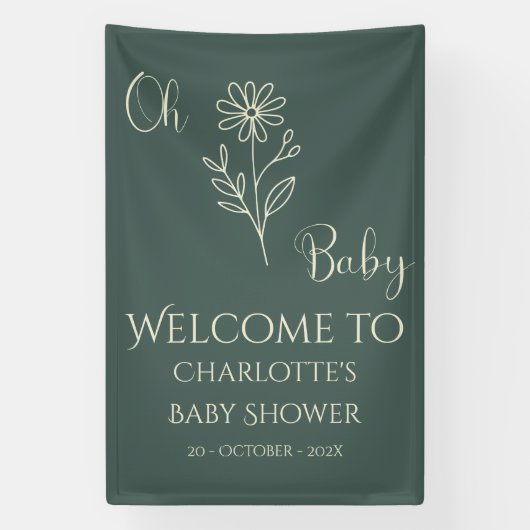 Oh Baby Minimalist Wildflower Baby Shower 横断幕 (縦)
