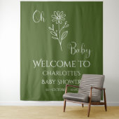 Oh Baby Minimalist Wildflower Baby Shower Backdrop タペストリー (インサイチュ)