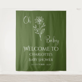 Oh Baby Minimalist Wildflower Baby Shower Backdrop タペストリー