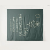 Oh Baby Minimalist Wildflower Baby Shower Backdrop タペストリー (正面(横))