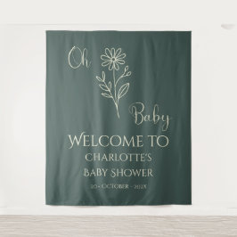 Oh Baby Minimalist Wildflower Baby Shower Backdrop タペストリー