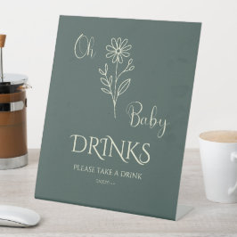 Oh Baby Minimalist Wildflower Baby Shower Drinks 台座サイン