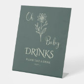 Oh Baby Minimalist Wildflower Baby Shower Drinks 台座サイン (正面)