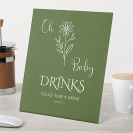 Oh Baby Minimalist Wildflower Baby Shower Drinks 台座サイン