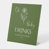 Oh Baby Minimalist Wildflower Baby Shower Drinks 台座サイン (正面)