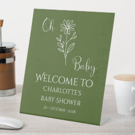 Oh Baby Minimalist Wildflower Baby Shower Welcome 台座サイン