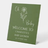 Oh Baby Minimalist Wildflower Baby Shower Welcome 台座サイン (正面)