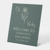 Oh Baby Minimalist Wildflower Baby Shower Welcome 台座サイン (正面)