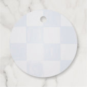 Oh Baby Modern Blue Checkered Baby Shower フェイバータグ (裏面)