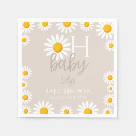 Oh Baby Modern Daisy Gender Neutral Baby Shower スタンダードカクテルナプキン
