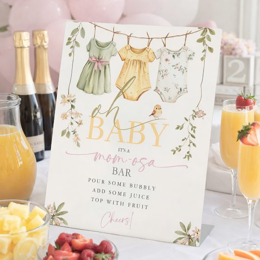 Oh Baby Mom-osa Bar Baby Clothesline Baby Shower 台座サイン
