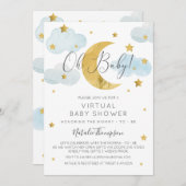 Oh Baby Moon & Stars theme Virtual Baby Shower 招待状 (正面/裏面)