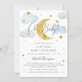 Oh Baby Moon & Stars theme Virtual Baby Shower 招待状