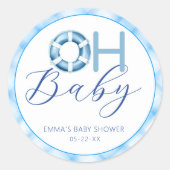 Oh Baby Nautical Baby Shower Favor Stickers ラウンドシール (正面)