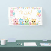 Oh Baby Neutral Cute Bunny Pastel Baby Shower 横断幕 (トレードショー)