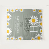 Oh Baby Neutral Daisy Baby Shower Photo Backdrop タペストリー (正面(横))
