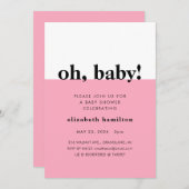 Oh Baby! Pink and White Baby Shower Invitation 招待状 (正面/裏面)
