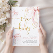 Oh Baby Pink Bow Girl Baby Shower 招待状