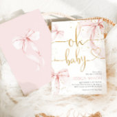 Oh Baby Pink Bow Girl Baby Shower 招待状
