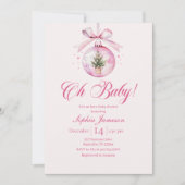 Oh Baby Pink Holiday Baby Shower 招待状 (正面)