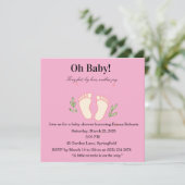 Oh Baby Pink Tiny Feet Girl Baby Shower Invitation 招待状 (スタンド正面)