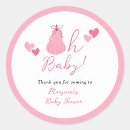 Oh Baby Pumpkin Bow Girl Baby Shower Thank you ラウンドシール