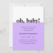 Oh Baby! Purple and White Baby Shower Invitation 招待状 (正面)
