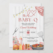 Oh Baby-Q Baby Shower Girl Rustic BBQ 招待状 (正面)