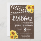 Oh Baby-Q Baby Shower Rustic Sunflower BBQ 招待状 (正面)