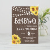 Oh Baby-Q Baby Shower Rustic Sunflower BBQ 招待状 (スタンド正面)