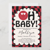 Oh Baby! Retro Groovy Happy Face Baby Shower  招待状 (正面)