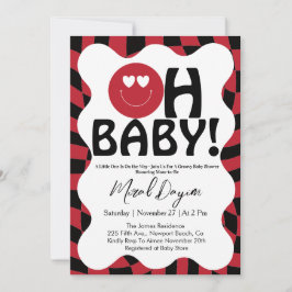 Oh Baby! Retro Groovy Happy Face Baby Shower  招待状