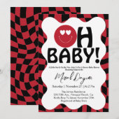 Oh Baby! Retro Groovy Happy Face Baby Shower  招待状 (正面/裏面)