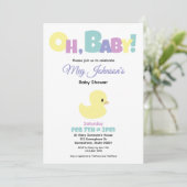 Oh Baby Rubber Duck Gender Neutral Baby Shower 招待状 (スタンド正面)