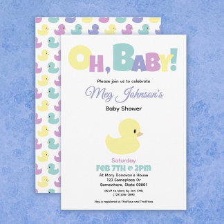 Oh Baby Rubber Duck Gender Neutral Baby Shower 招待状