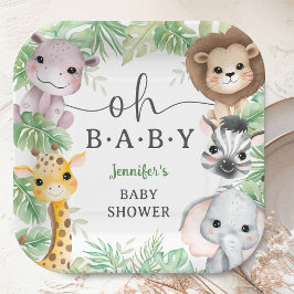 Oh Baby Safari Animals Baby Shower Jungle ペーパープレート