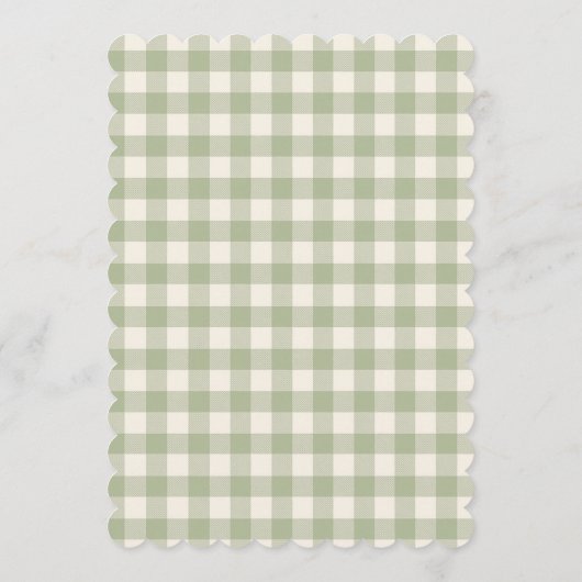 Oh Baby Sage Green Gingham Baby Shower 招待状 (裏面)