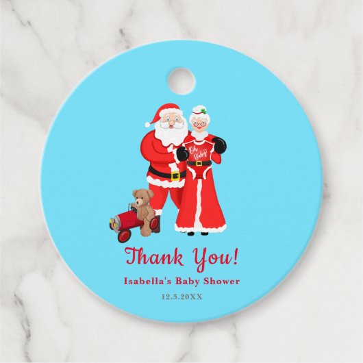 Oh Baby Santa & Mrs. Claus ベビーシャワーお礼 フェイバータグ (正面)