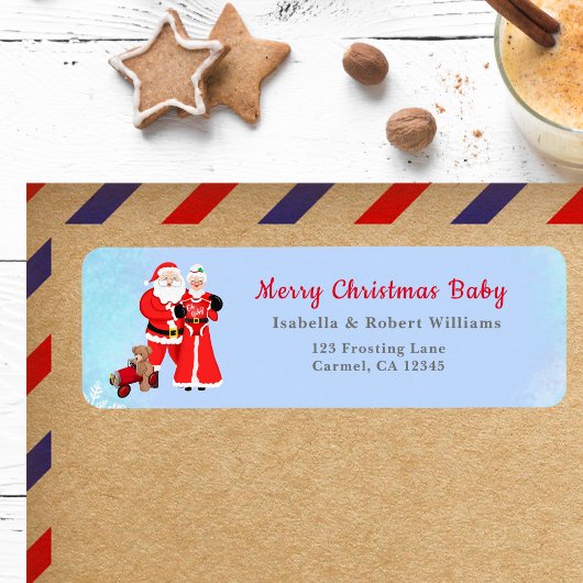 Oh Baby Santa & Mrs. Claus ベビーシャワー住所 ラベル
