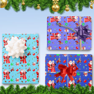 Oh Baby Santa & Mrs. Claus ベビーシャワー ラッピングペーパーシート
