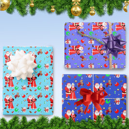 Oh Baby Santa & Mrs. Claus ベビーシャワー ラッピングペーパーシート