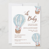 Oh Baby Script Elephant in Hot Air Balloon Shower 招待状 (正面)
