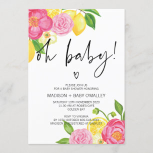 Oh Baby Shawer Baby Girl夏フローラパーティー 招待状