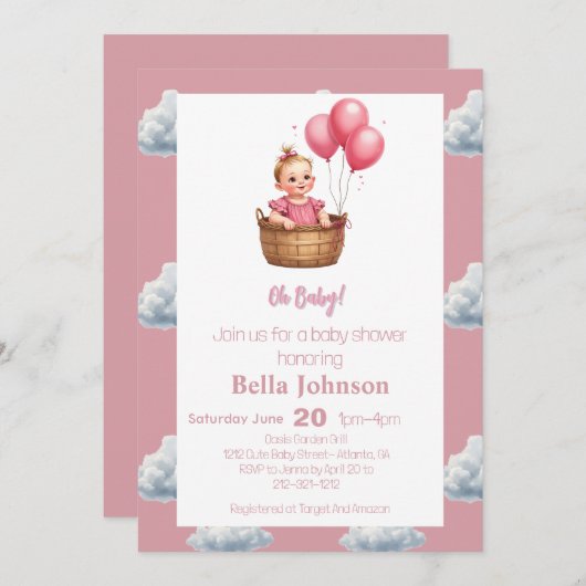 Oh Baby Shower  招待状 (正面/裏面)