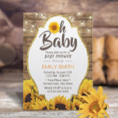 Oh Baby Shower 素朴 Sunflowers & String Lights 招待状